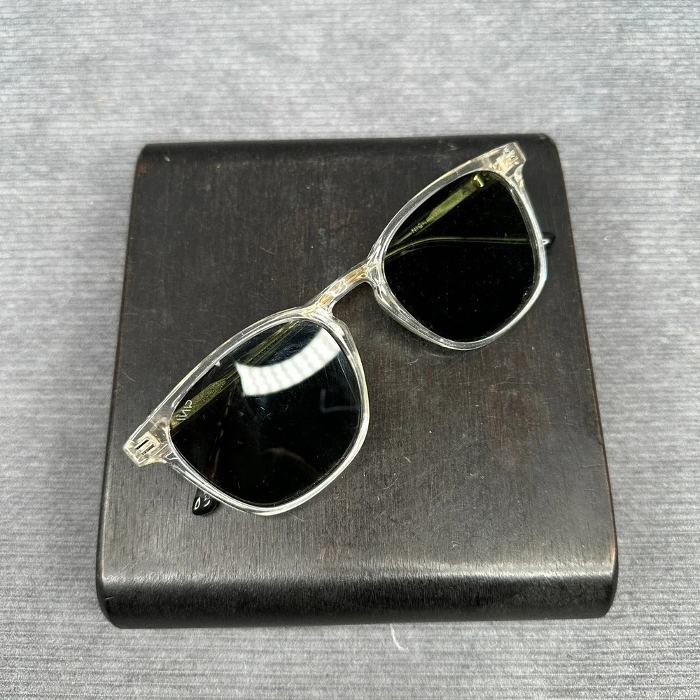 WearMe Pro Nick Sunglasses Clear Frame Green G15 Lens Square W 52-20-145 CLRG15